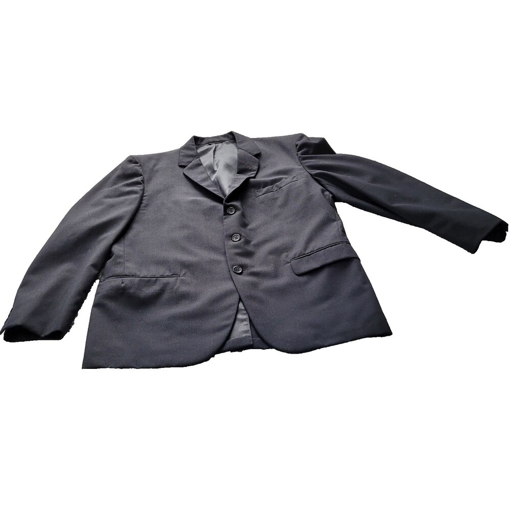 Vintage Sport Coat Suit Jacket Blazer 39 Gray Pin Stripe Classic Office Curlee